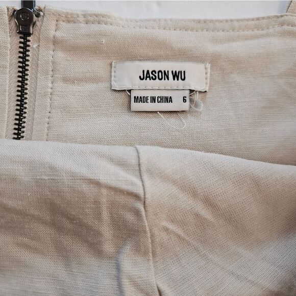 NWT Jason Wu Linen Blend Two Piece Shell Fringe Crop Top Wide Leg Pleated Pant 6 - Picture 10 of 15